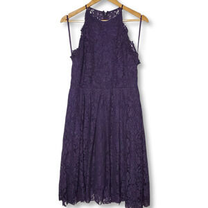 Asos High Neck Halter Lace Dress Navy Size 10